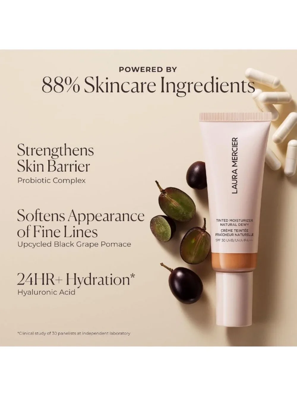 Tinted Moisturizer with SPF 30 - Natural Dewy Finish, Hydrating & Lightweight